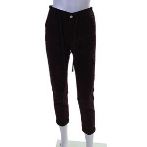 Paige Womens Soft Textured Drawstring Tapered Cuffed Leg Jeans Purple Size 24